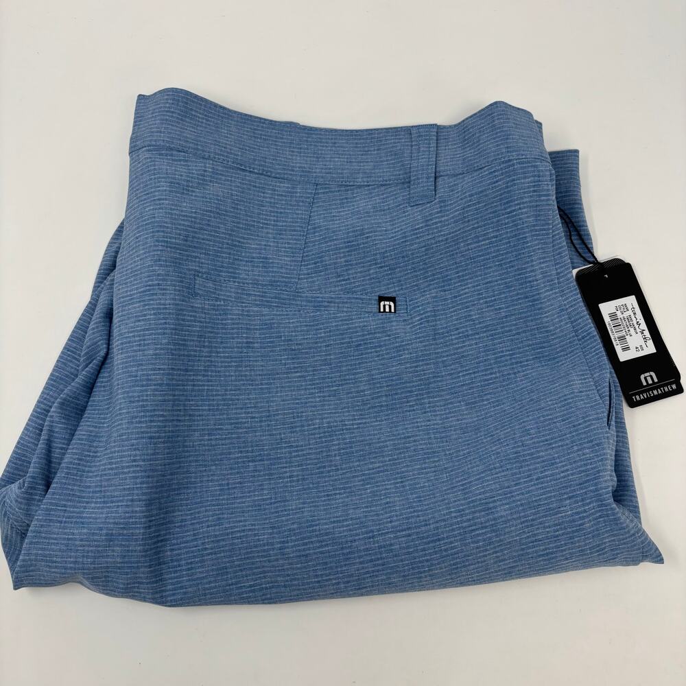 Travis Mathew Mens Sz42 Heather Blue Striped Sand‎ Harbor Shorts NWT